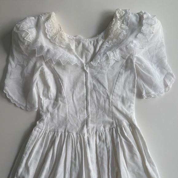 VTG Jessica McClintock for Gunne Sax White Lace Puff Sleeve Dress XS Cottagecore - Picture 11 of 13